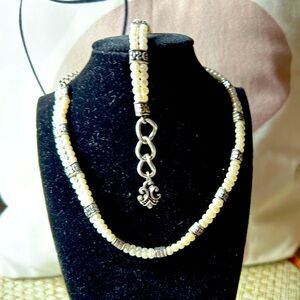 Brighton Elegant faux  Pearl and Silver tone Necklace with matching braclet.